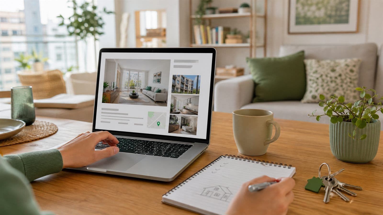 Magánhirdető ingatlanhirdetést készít elő laptopon